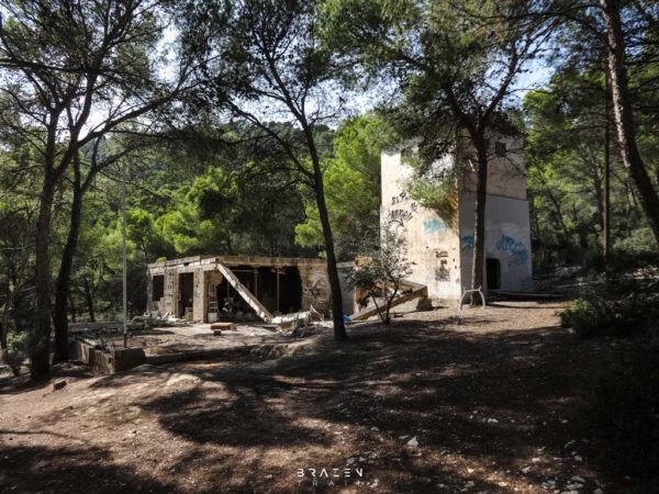 Abandoned military building in forest