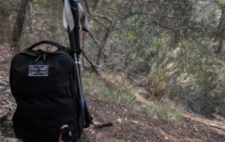 Trekking poles mounted to Goruck GR1 Molle